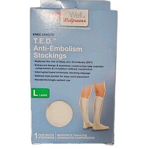 Walgreens LARGE Knee Length T.E.D Anti Embolism Stockings Moderate L white socks